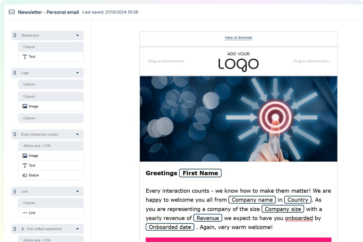 Apsis One screenshot of the email tool.